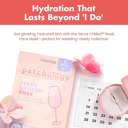 Vista 6 de Patchology Serve Chilled Rosé - Mascarilla Facial en Hoja Hidratante y Calmante con Ácido Hialurónico para una Piel Radiante, Tratamiento de Cuidado