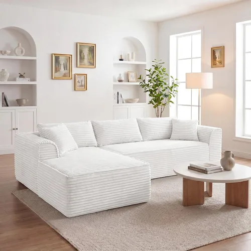 Vista 3 de Vesgantti - Sofá modular sin hueso de 106 pulgadas con diván, asiento profundo, cómodo sofá modular de pana de espuma viscoelástica para sala
