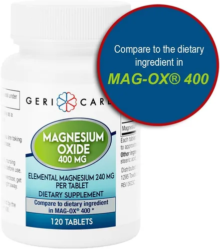 Vista 7 de GeriCare Suplemento de óxido de magnesio 240 mg de magnesio elemental, 120 tabletas, apoyo mineral esencial, promueve la salud vascular, la fuerza