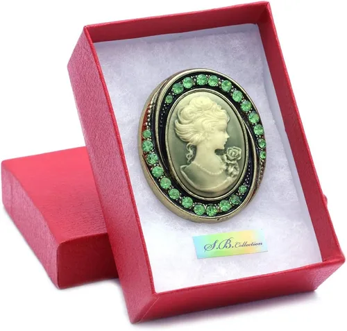 Vista 2 de SoulBreezeCollection - Broche de camafeo para mujer, diseño de diamantes de imitación