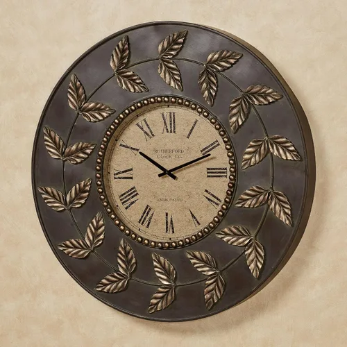 Vista 2 de Touch of Class Dixon Leaf - Reloj de pared (bronce/dorado)