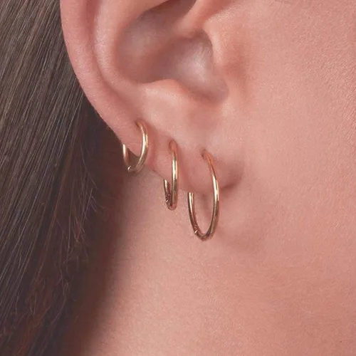 Vista 4 de Gacimy Aretes de aro de oro para mujer chapados en oro real de 14 quilates con poste de plata de ley 925