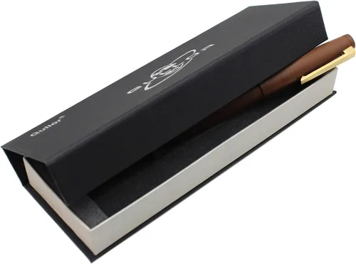 Vista 6 de Gullor Pluma estilográfica de color X80, diseño simple con convertidor y caja de regalo, clip dorado, punta ultra fina (0.012 in), marrón