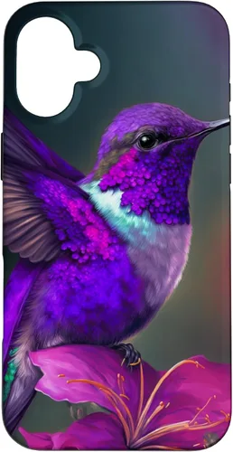 Vista 23 de Funda púrpura para iPhone XR para colibrí