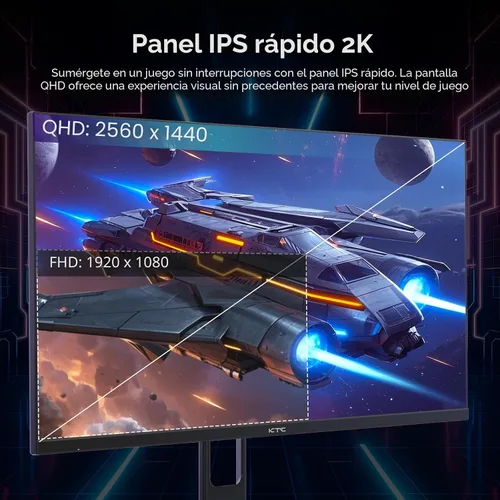 Vista 3 de KTC Monitor para juegos QHD de 27 pulgadas 220Hz, IPS rápido 2K con Blanco