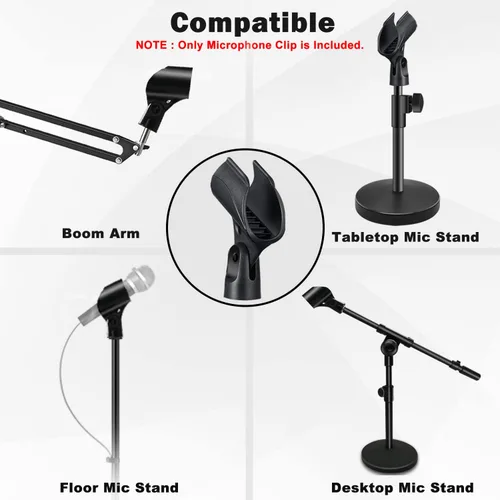 Vista 4 de Soporte universal de clip para micrófono con adaptador de tornillo macho de 5/8 pulgadas a hembra de 3/8 pulgadas adecuado para micrófonos de mano