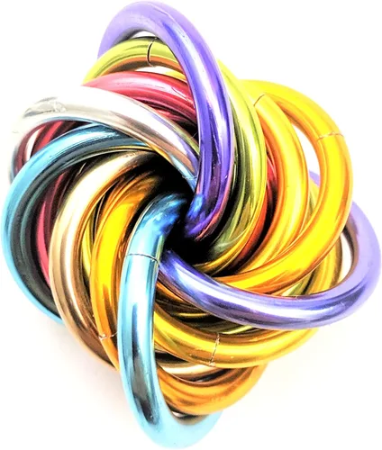 Vista 34 de Bola Fidget Möbii (MultiColor): Herramienta de juguete silenciosa para aliviar el estrés, ansiedad y estimular el ADHD para el hogar, viajes Cromo