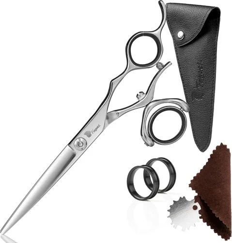 Vista 12 de Tijeras Profesionales para Cabello de 5.5 Pulgadas con Cuchillas Extremadamente Afiladas, Tijeras de Corte de Cabello de Acero 440C, Duraderas