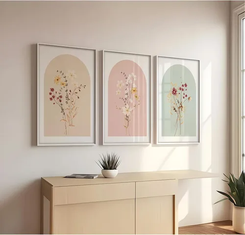 Vista 10 de Tanmart Arte de pared botánico vintage, lienzo floral antiguo, arte de pared, impresiones de flores neutrales, póster vintage de granja, pintura