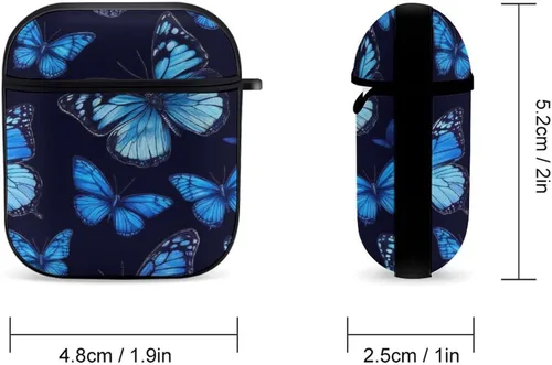 Vista 2 de Funda protectora de silicona compatible con Airpods 2 y 1 (hermosas mariposas, mariposas azules)