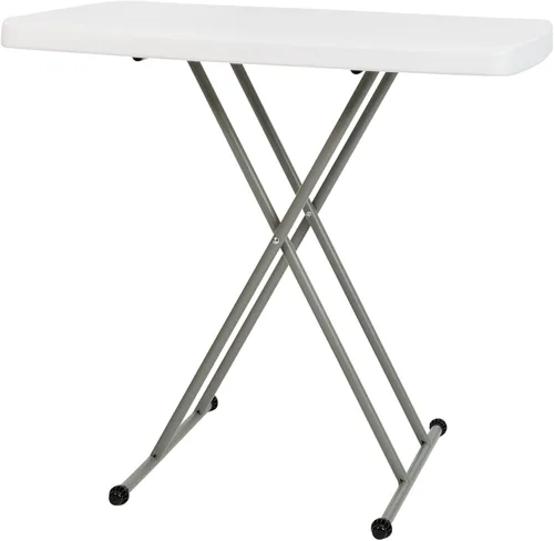 Vista 3 de EMMA + OLIVER Bandeja de TV plegable de plástico ajustable de 30 pulgadas de altura/mesa portátil en blanco granito