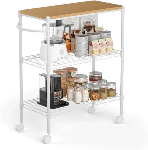 Vista 11 de Carrito con ruedas con 3 estantes para almacenar utensilios para hacer la colada, de Whitmor