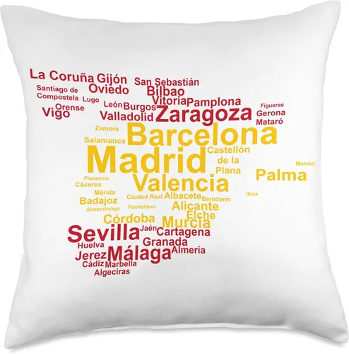 Vista 4 de Silueta de bandera de España, ciudades Madrid, cojín de viaje España