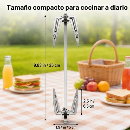 Vista 4 de Tenedor de freidora de aire de acero inoxidable y tenedor de parrilla para barbacoa, cocina en casa, al aire libre, camping