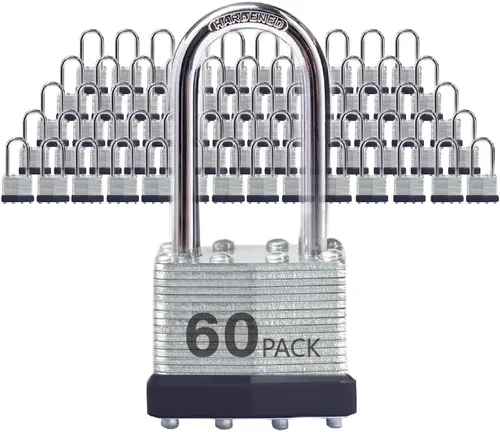 Vista 14 de Candados para Exteriores Lock, Cerradura de Llave, Candados con la Misma Llave - Candados con Llave de Acero Laminado con Grillete Largo, Paquete