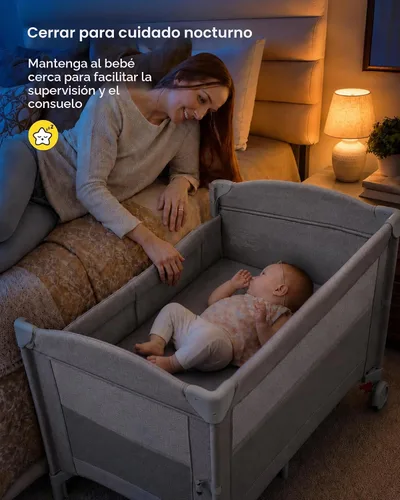 Vista 5 de HARPPA 6 en 1 Pack and Play con moisés de noche, corral plegable Gris