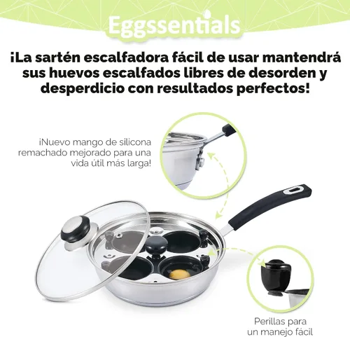 Vista 2 de Escalfador de Huevos - Eggssentials Sartén para Huevos Escalfados, Sartén de Acero Inoxidable para Huevos Escalfados, Cocinador de Huevos Escalfados