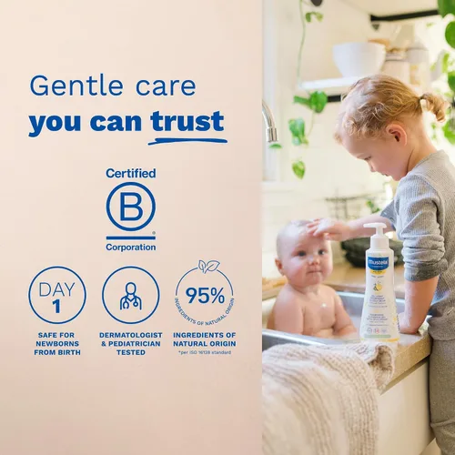 Vista 5 de Mustela Gel limpiador nutritivo para bebés – Gel de baño y cabello para piel seca – con aguacate natural, crema fría y cera de abejas, 10.14 onzas