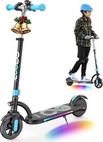 Vista 11 de Gyroor H40 Kids Electric Scooter, 180W Motor, Up to 10 MPH, LED Display & Colorful Lights, Adjustable Height, for Boys & Girls Ages 8-12, Great Azul