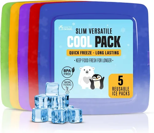 Vista 9 de Healthy Packers Bolsas de hielo delgadas reutilizables para loncheras para niños y adultos Paquetes de congelador finos de larga duración