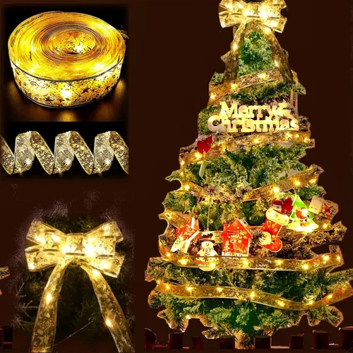 Vista 3 de Luces de Cinta de Hadas de Navidad para Decoraciones de Árbol, 2.5 pulgadas x 16.4 pies, 50 LEDs, Cadena de Luces Cálidas para Interiores, Operadas
