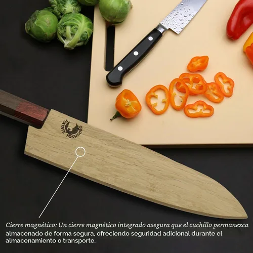 Vista 2 de Yoshihiro Protector magnético de hoja de madera de roble Saya para cuchillo Gyuto 8.25 IN (8.268 in)