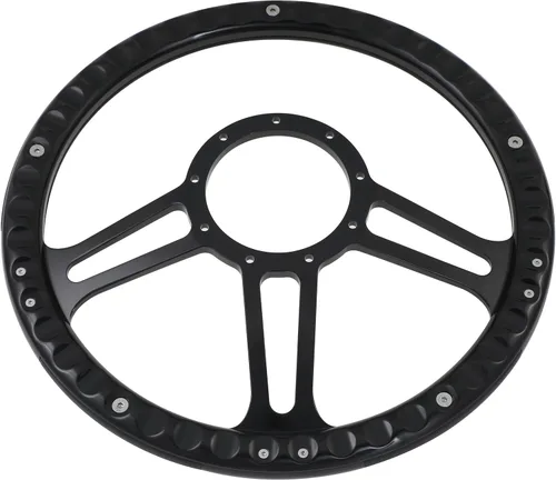 Vista 3 de Volante de 9 pernos Billet de 14 pulgadas con botón de plato y bocina de 2 pulgadas (negro)