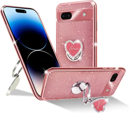 Vista 15 de Funda protectora transparente de 3 capas con anillo bonito soporte, para mujeres y niñas, para Pixel 6 2021 (lavanda)