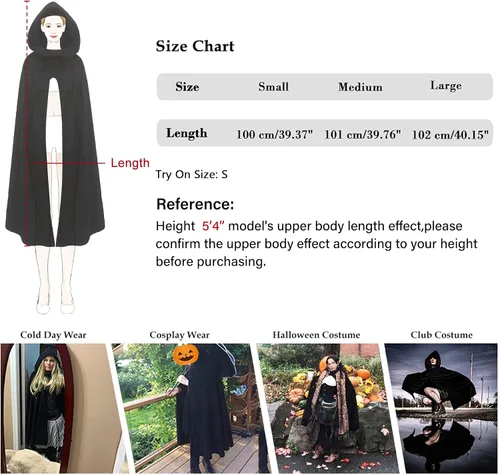 Vista 4 de Arjungo Poncho gótico con capucha para mujer, capa de bruja renacentista, disfraz de Halloween