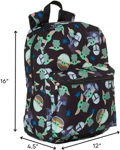 Vista 2 de RALME Mochilas escolares de personajes grandes para niños o adultos, 16 pulgadas, Bebé Yoda, Mochila