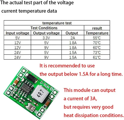 Vista 2 de Generic Mini MP1584EN DC-DC Convertidor Buck Módulo de Fuente de Alimentación Ajustable 24V a 12V 9V 5V 3.3V (Paquete de 5) - Verde - Conector Micro