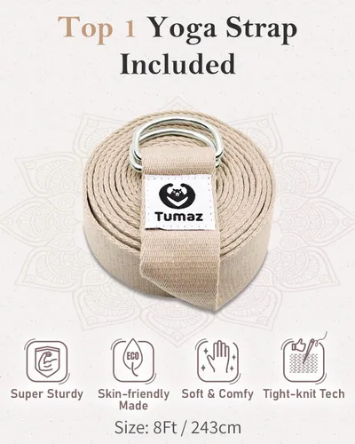 Vista 6 de Tumaz Yoga Bolster Set, Rectangular Yoga Bolster with Washable Cover Soft bolster for restorative yoga, meditation and stretching. Includes 8-ft