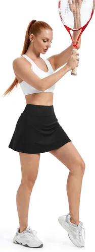Vista 7 de Blaosn Faldas atléticas para mujer, gimnasio, yoga, entrenamiento, golf, tenis, falda pantalón de cintura alta con bolsillos, ropa bonita de verano