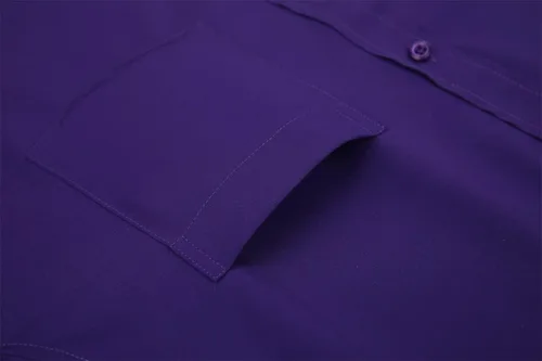 Vista 5 de corfty Camisa de vestir de manga larga para hombre, ajuste regular, elástica, sin arrugas, casual, con botones