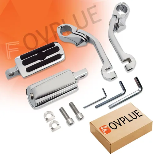 Vista 7 de FOVPLUE Estriberas de carretera de 1.25 pulgadas, clavijas ajustables en ángulo largo con soportes para Harley Touring Street Glide Electra Glide