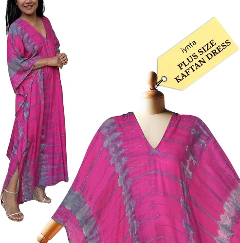 Vista 13 de Vestidos caftán hechos a mano en talla grande para mujer, vestido de gran tamaño teñido anudado, salida de baño para vacaciones y salidas nocturnas