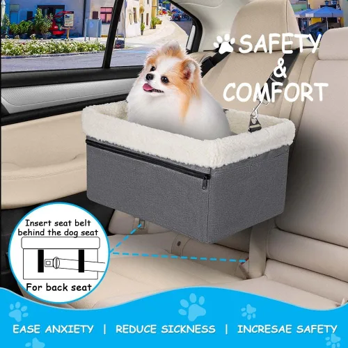 Vista 3 de Asiento elevador de coche para perros pequeños y gatos, elevado con marco de metal