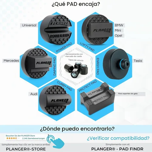 Vista 2 de PLANGER® - Power Pad - Gato de goma para carretilla, soporte de eje de elevación del vehículo - Uso universal - Protege tu coche, SUV y cualquier