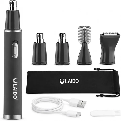 Vista 9 de Recortadora de vello de nariz para hombres, kit de aseo 3 en 1 sin dolor para nariz, orejas, cejas y vello corporal, recargable, sin tirones, sin