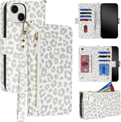 Vista 17 de Funda para iPhone 13 Pro Max/12 Pro Max con correa, leopardo beige Beige (Beige Leopard)