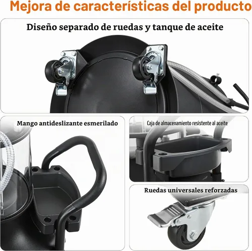 Vista 3 de Tanque de drenaje de aceite residual, extractor de drenaje de aceite y kit colector Drenador neumático para fluidos automotrices Contenedor
