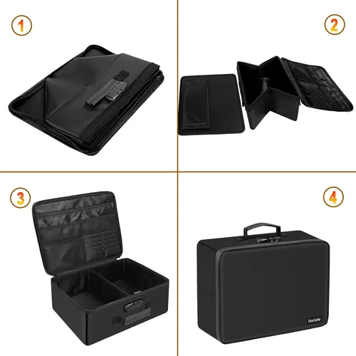 Vista 9 de DocSafe - Caja de almacenamiento de fotos con cerradura, caja organizadora de fotos ignífuga con 16 fundas interiores de 4 x 6 pulgadas Transparente