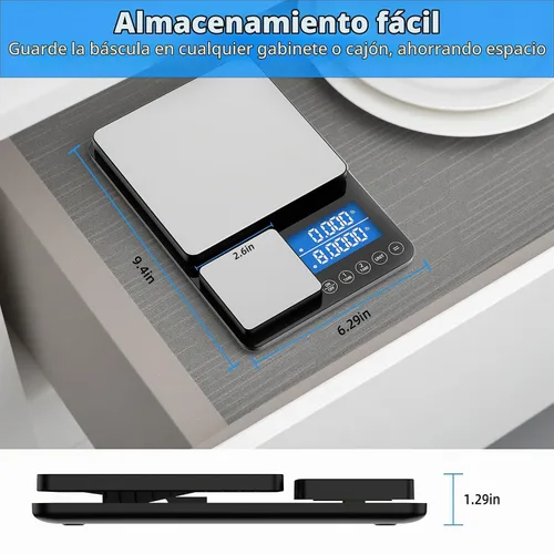 Vista 8 de Diyife - Báscula de cocina de doble plataforma de 0.001 oz/33 libras, báscula de alimentos de acero inoxidable de 9.4 pulgadas con dos precisiones