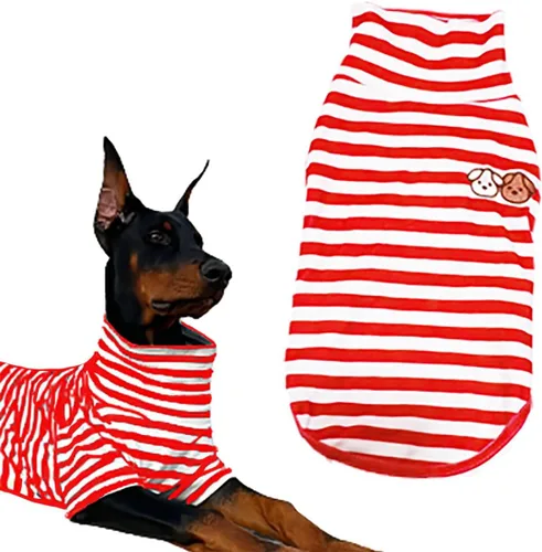 Vista 18 de Suéter de cuello alto para perro, lindo bordado de perrito, sudadera súper suave para perro, camisa para perro, suéter elástico a rayas para Raya