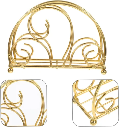 Vista 9 de Abaodam Metal Napkin Holder for Tabletop with Weighted Arm, Freestanding Iron Napkin Dispenser for Home and Outdoor Events, Gold Nordic Style Paper