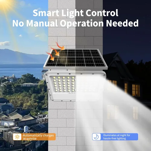 Vista 3 de Luces solares de 200 W para exteriores, luz LED automática de 20000 lm con batería de 20000 mAh, gran angular de 180 ° impermeable exterior