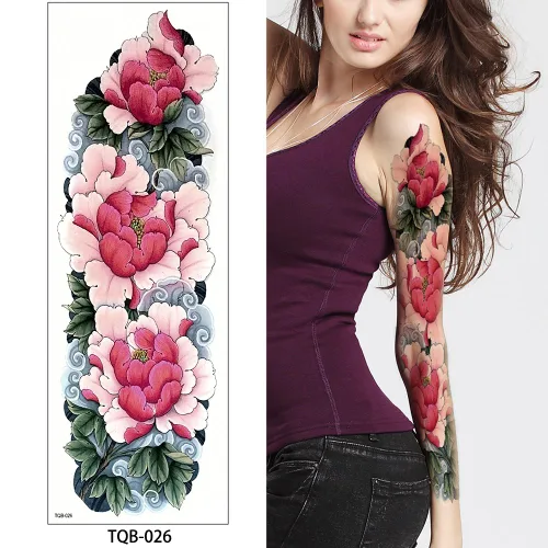 Vista 5 de Glaryyears Tatuaje temporal grande de brazo completo para adultos, mujeres y hombres, paquete de 5 tatuajes falsos de larga duración para maquillaje