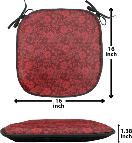 Vista 5 de Ambesonne Cojín de asiento para silla de flores, detalles florales con hojas y remolinos, estampado artístico romántico y vívido y vibrante