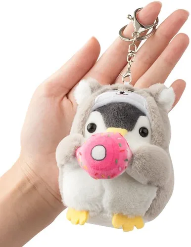 Vista 2 de Fuqimanman2020 Lindo llavero de pingüino esponjoso creativo para cosplay, juego de disfraz de pingüino, llavero con colgante de pingüino, rana