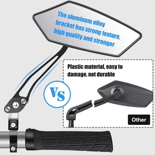 Vista 5 de Diyife Espejo de Bicicleta, Espejo Retrovisor de Manillar de Gran Ángulo HD, Accesorios de Espejo Retrovisor Ajustable de 360° Resistente a